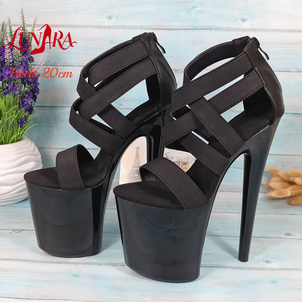 Womens 20cm/8Inch Black Strapp - огляд і ціна Sandal Strappy Heeled